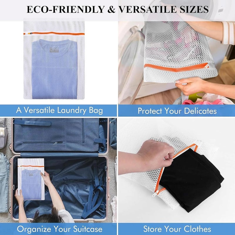 Kuber Industries Pack of 6 Laundry Washing Bags Reusable Mesh Laundry Bags Washing Bags for BlouseBraPantyHosieryLingerieJeans Laundry Storage Bag Clothes Bags White - Image 4