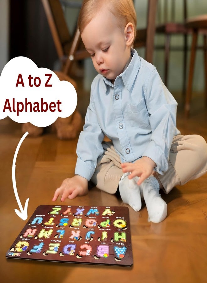 TodFod Wooden Alphabet Puzzle Board for Kids | ABC Learning Toy with Knobs, A-Z Letter Recognition & Picture Matching, Montessori Educational Board for Toddlers Age 2-5 Years - Image 5