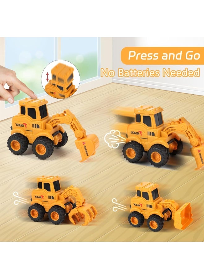AM ANNA Construction Toys, Sandbox Excavator Toy, Trucks Construction Truck Toys, Vehicles Bulldozer Road Roller Toy, Birthday Gifts For Boys, For 2 3 4 5 6 + Year Old Boys Kids Toddlers Girls(4 Pack) - Image 3