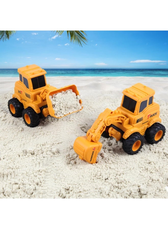 AM ANNA Construction Toys, Sandbox Excavator Toy, Trucks Construction Truck Toys, Vehicles Bulldozer Road Roller Toy, Birthday Gifts For Boys, For 2 3 4 5 6 + Year Old Boys Kids Toddlers Girls(4 Pack) - Image 4