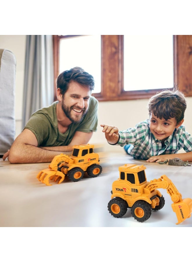 AM ANNA Construction Toys, Sandbox Excavator Toy, Trucks Construction Truck Toys, Vehicles Bulldozer Road Roller Toy, Birthday Gifts For Boys, For 2 3 4 5 6 + Year Old Boys Kids Toddlers Girls(4 Pack) - Image 2