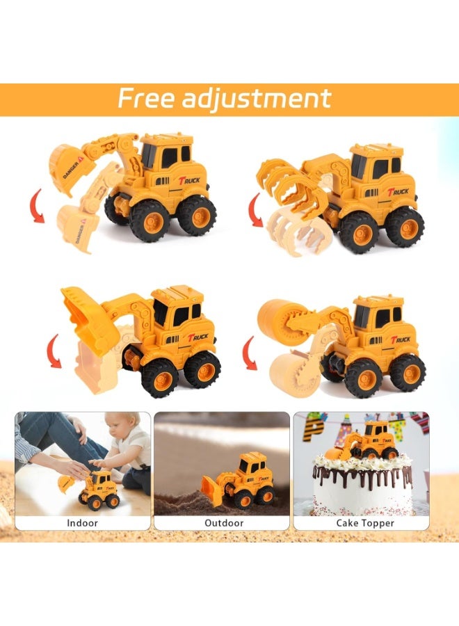 AM ANNA Construction Toys, Sandbox Excavator Toy, Trucks Construction Truck Toys, Vehicles Bulldozer Road Roller Toy, Birthday Gifts For Boys, For 2 3 4 5 6 + Year Old Boys Kids Toddlers Girls(4 Pack) - Image 5