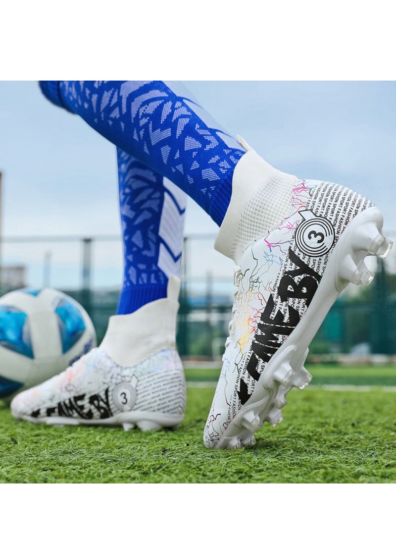 Loquat High-Top Cleats Competition Sports Football Shoes White  - Image 2
