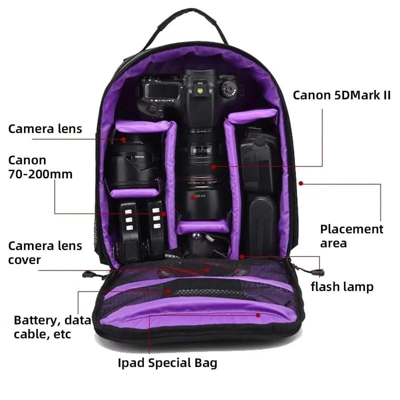 Generic Multi-functional Outdoor Camera Backpack DSLR Compatible Waterproof Photo Bag Case - Image 4