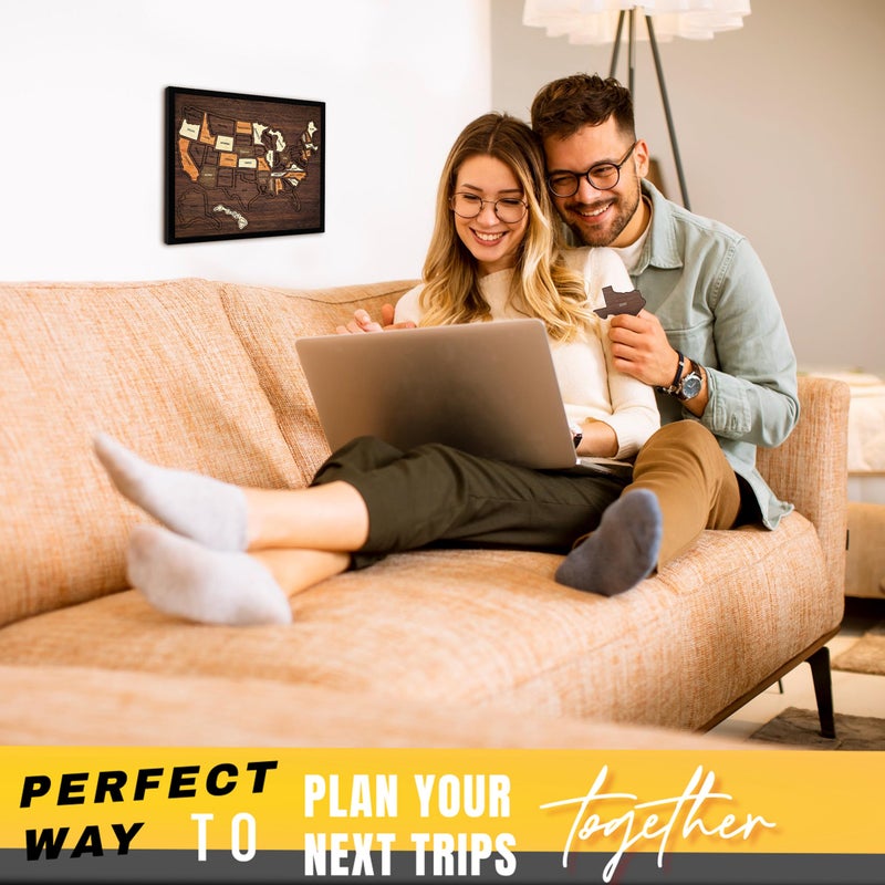 flinelife USA Travel Map, 12x10, Wooden USA Map Puzzle, Perfect For Couples and Families Gift - Image 5