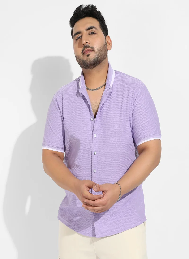 Instafab Plus Instafab Plus Men's Lavender Contrast Hem Shirt