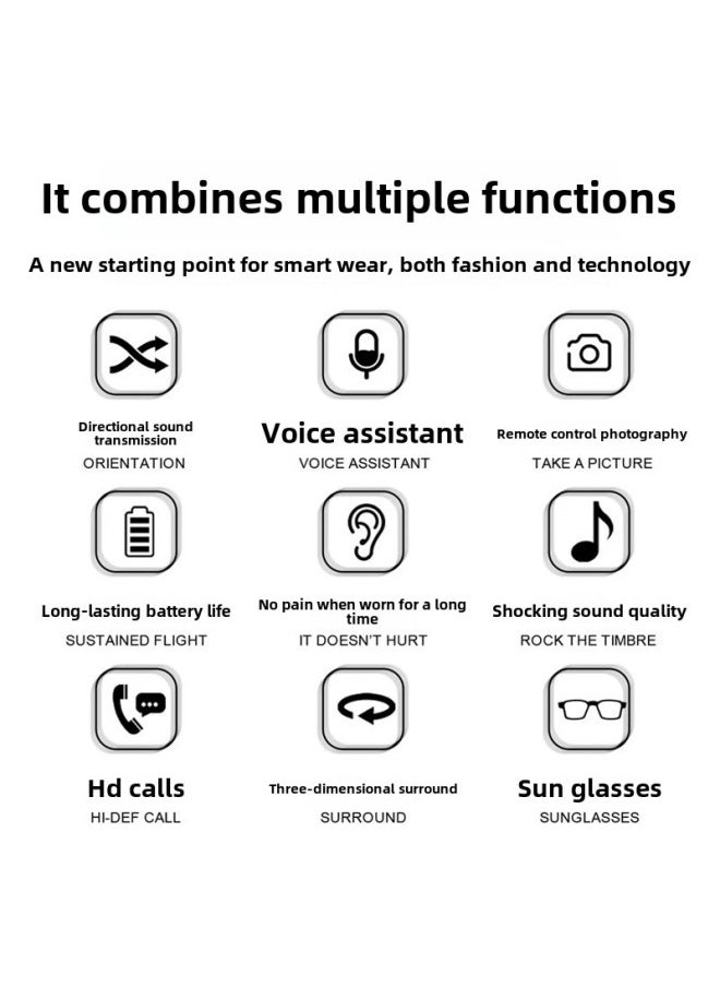 Generic - Smart Bluetooth Glasses Headset Supports Changing Myopia Glasses Wireless Sunglasses For Apple Android Free Shipping-Color:Touch Model  Fashionable Black Edge Frame - Image 1