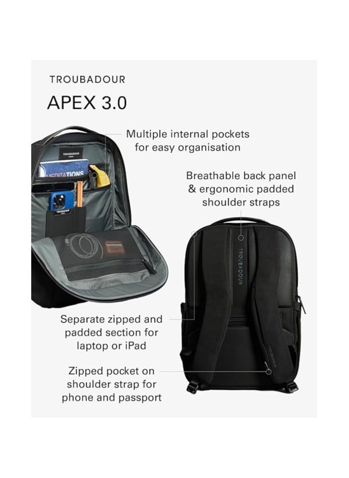 Troubadour - Troubadour Apex Backpack 3.0 Premium Versatile Backpack Made of Lightweight, Waterproof Great for Travel, Work, the Gym, Sports, Black - Image 1