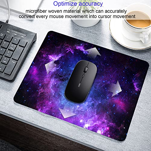 SHALYSONG Galaxy Mouse Pad - Purple Nebula Design, Non-Slip Rubber Base, Washable Desk Mat, 9.5 x 7.9 in Small Gaming Mousepad - Image 3