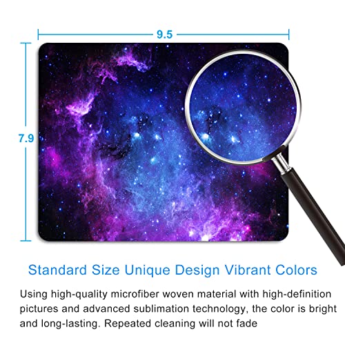 SHALYSONG Galaxy Mouse Pad - Purple Nebula Design, Non-Slip Rubber Base, Washable Desk Mat, 9.5 x 7.9 in Small Gaming Mousepad - Image 2