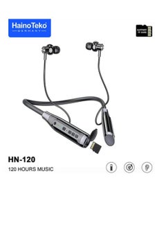 Haino Teko HN120 Bluetooth Neck Band Headphone 120 Hours Music With High Bass Sound Quality Super Clear Mic And TF Card Support Black  - Image 1