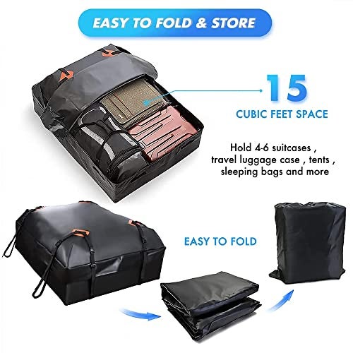 Automaze Car Waterproof Rooftop Cargo Bag, 3 Layer Bag with Anti-Skid Mat, Waterproof Zippers, 15 Cubic Feet for All Cars with/Without Roof Rails - Image 2