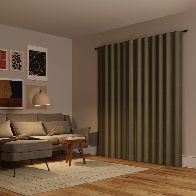 Sun Zero Greyson Faux Dupioni Silk Thermal Extreme 100% Total Blackout Back Tab Curtain Panel, Moss Green, 50" W x 84" L (1 Panel) - Image 2