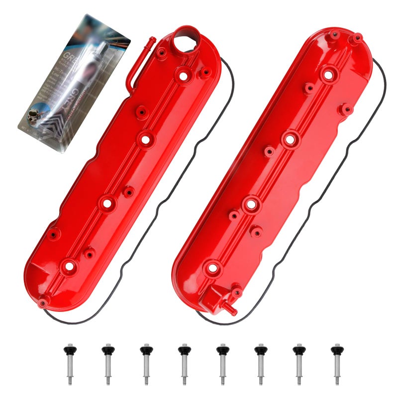 MILIPARTS Upgrade Aluminum Engine Valve Covers Compatible with 19992008 Cadillac Escalade Chevy Silverado Suburban Tahoe Trailblazer GMC Sierra Yukon Replaces Parts 12570427 12582224
