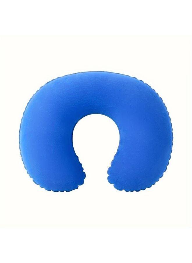 Royal Blue Inflatable U Shaped Neck Pillow For Travel Camping Lightweight - Image 1