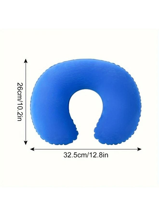 Royal Blue Inflatable U Shaped Neck Pillow For Travel Camping Lightweight - Image 4
