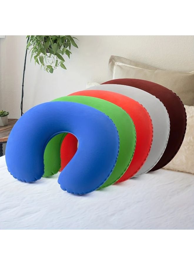 Royal Blue Inflatable U Shaped Neck Pillow For Travel Camping Lightweight - Image 3