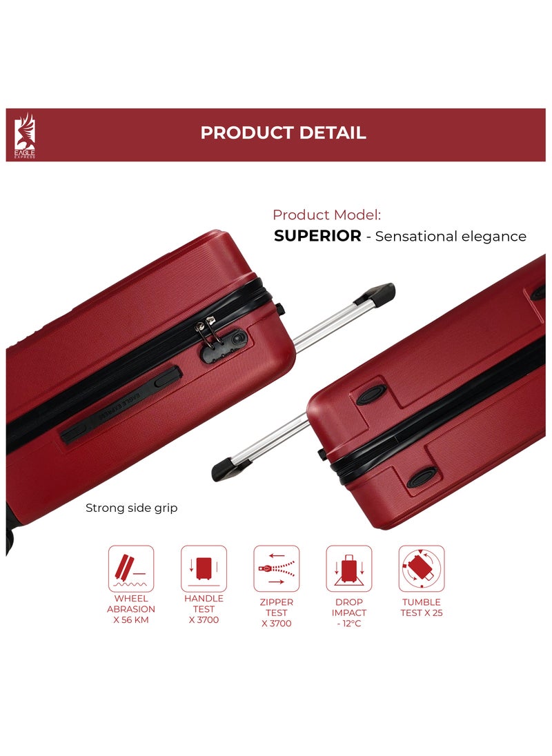 Eagle Express SUPERIOR ABS HARD TROLLEY 20,24,28 inch 3 Piece Set BURGUNDY  - Image 4