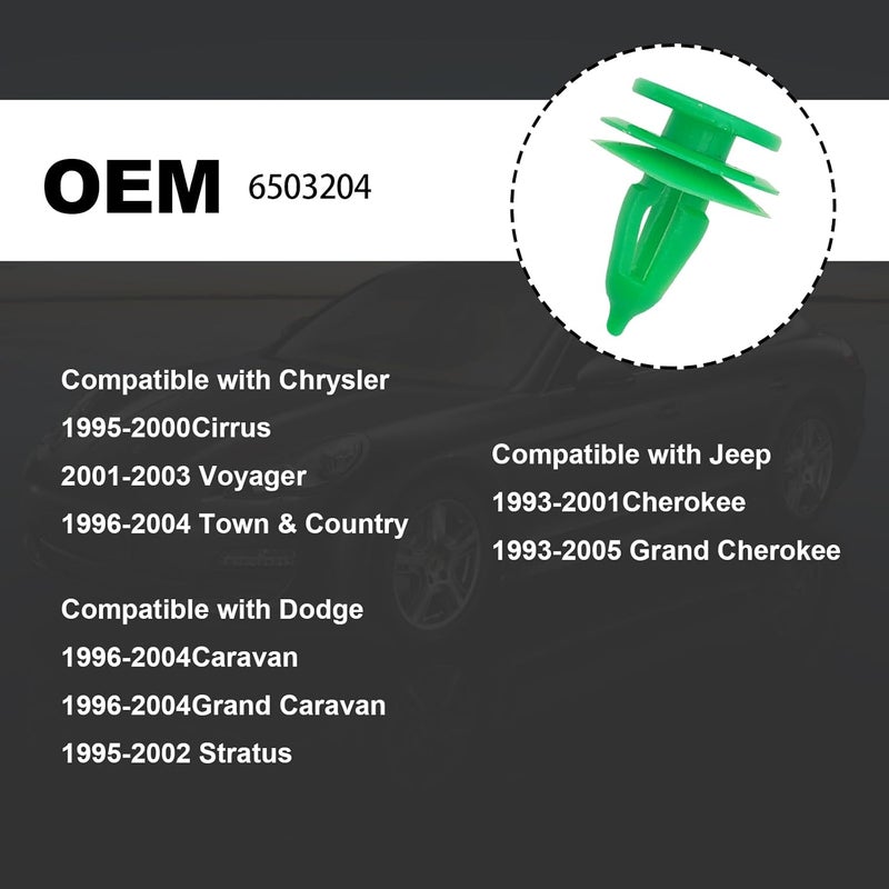 TOPCNOEM 100 قطعة من مشابك تثبيت ألواح الأبواب مقاس 8 مم متوافقة مع GrandCheroKe, كرايسلر Cirrus دودج مع 1 قطعة أداة إزالة المشابك 6503204 تصميم بسيط متعدد الوظائف - Image 4