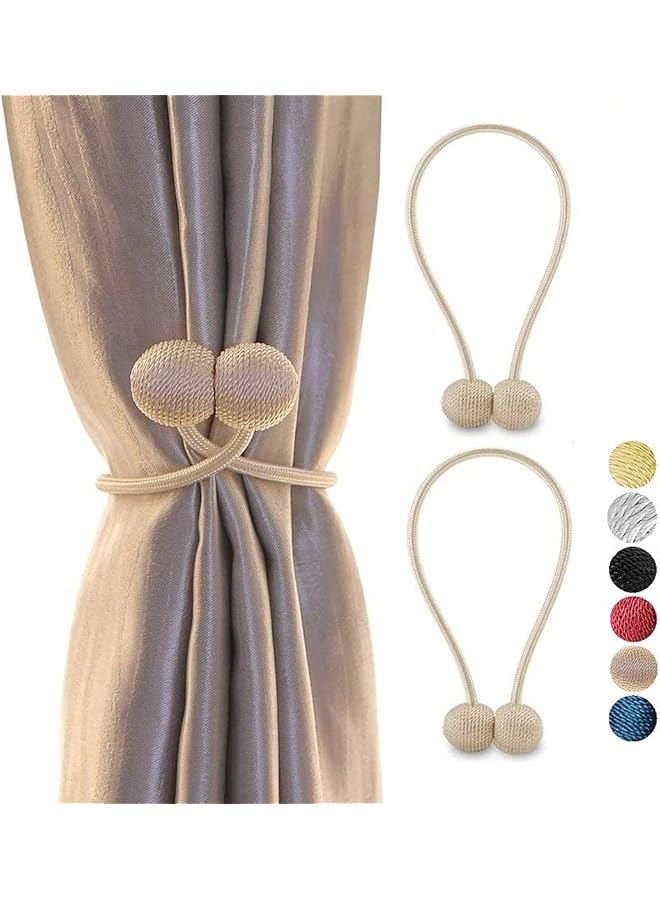 The Bros Magnetic Curtain Tiebacks Curtain Straps Strong Magnetic Curtain Holder Buckle hooks for Home Sheer Drapes Blind Curtains Accessories (Beige, 1 Piece)  - Image 1