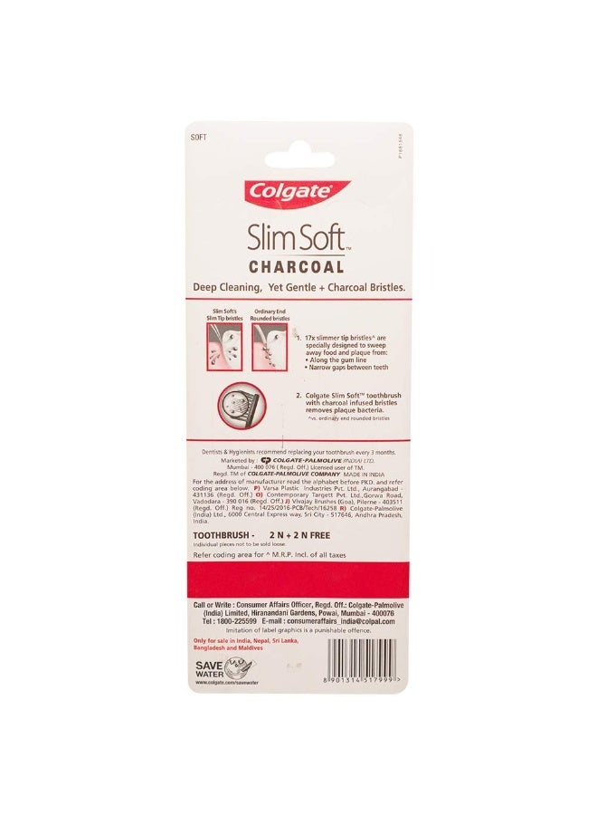 كولجيت فرشاة أسنان كولجيت سليمسوفت الفحمية اليدوية للبالغين (اشتري 2، احصل على 2) - 4 قطع، 17 مرة شعيرات ذات أطراف أنحف - Image 2