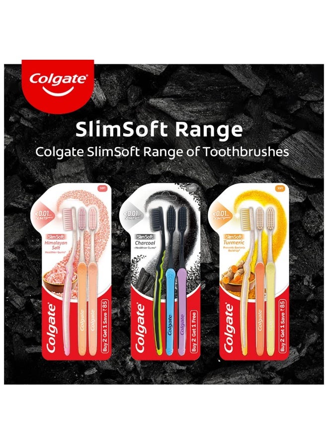 كولجيت فرشاة أسنان كولجيت سليمسوفت الفحمية اليدوية للبالغين (اشتري 2، احصل على 2) - 4 قطع، 17 مرة شعيرات ذات أطراف أنحف - Image 3