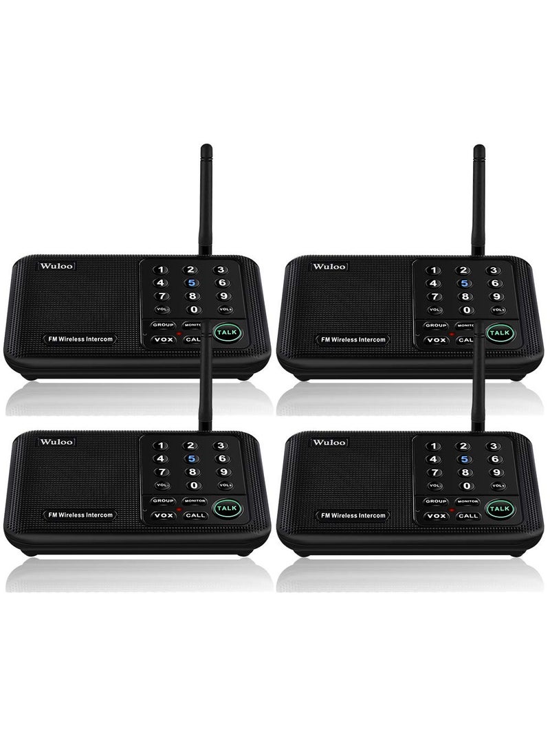 Wuloo Wuloo Intercoms Wireless for Home 5280 Feet Range 10 Channel 3 Code, Wireless Intercom System for Home House Business Office, Room to Room Intercom, Home Communication System (4 Units Set, Black)  - Image 1