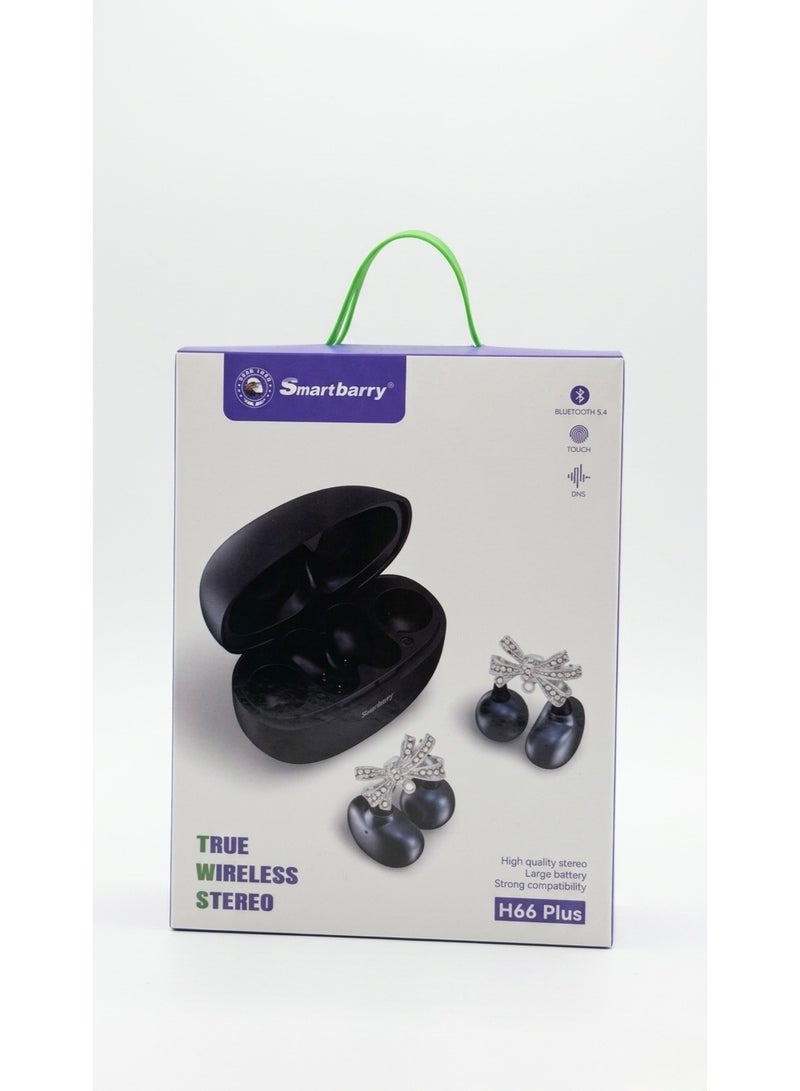 سمارت باري Smartbarry H66 Plus True Wireless Stereo Earbuds with Decorative Bow Design, Bluetooth 5.4, 30-Day Standby - Image 4