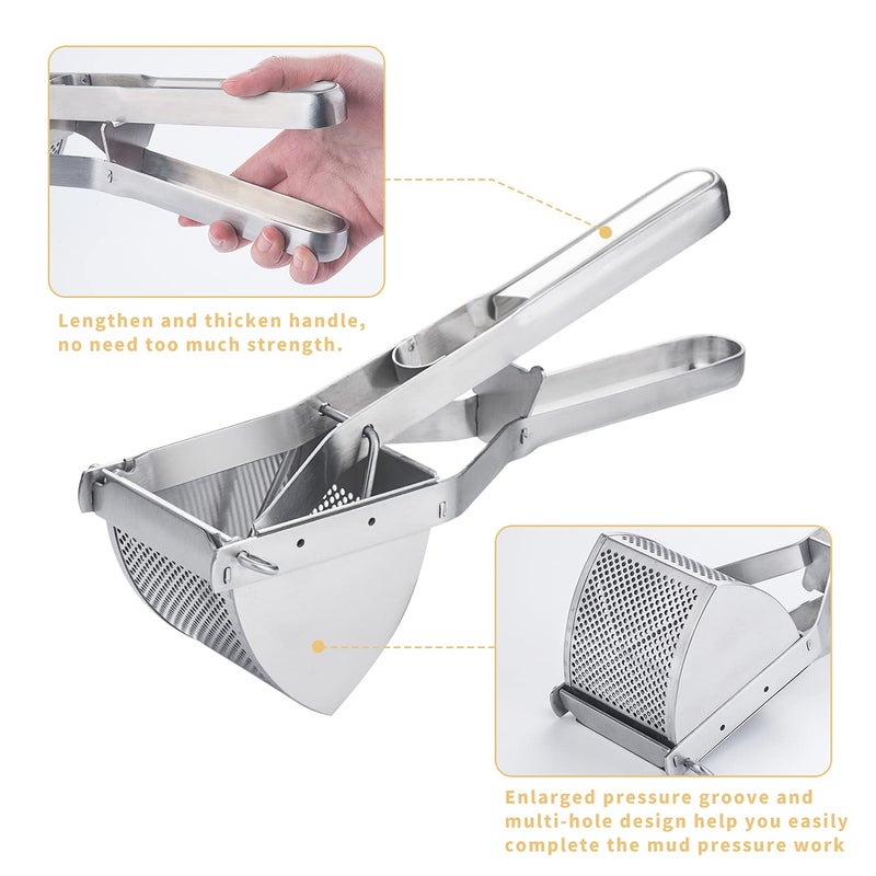 shoxil Potato Ricer Good Grip, Potato Masher Stainless Steel Professional Masher Kitchen Tool Fruit Press Baby Food Masher - Image 4