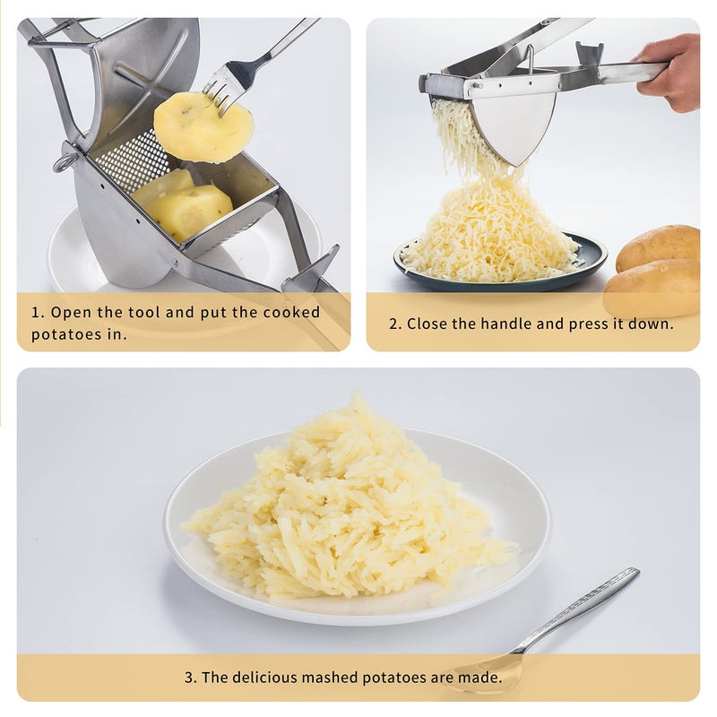 shoxil Potato Ricer Good Grip, Potato Masher Stainless Steel Professional Masher Kitchen Tool Fruit Press Baby Food Masher - Image 5