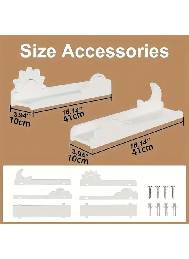 Sun Moon Wall Shelves Set of 2 Nordic Floating Shelves for Bedroom Living Room Study - Image 4