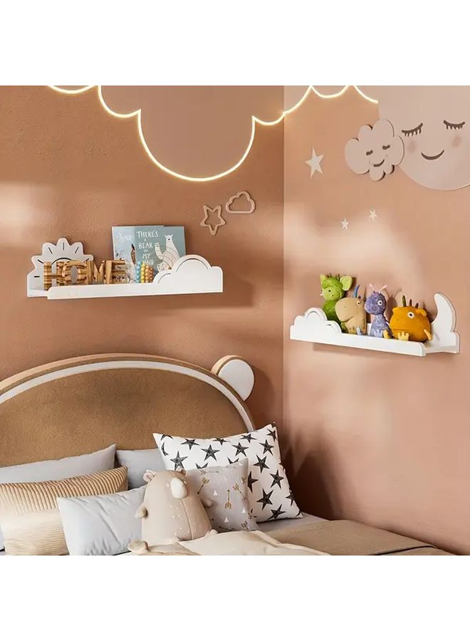 Sun Moon Wall Shelves Set of 2 Nordic Floating Shelves for Bedroom Living Room Study - Image 2