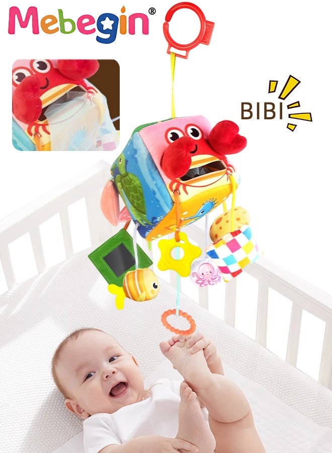 MEBEGIN Baby Car Seat Toys, Crib and Stroller Hanging Crab Attachment with BB Device, Mirror and Teether, Travel Comfort Toy for Newborn, Sensory Learning Toy  - Image 1