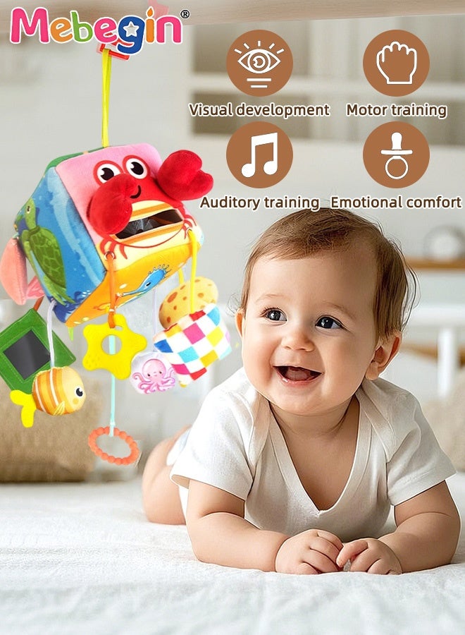 MEBEGIN Baby Car Seat Toys, Crib and Stroller Hanging Crab Attachment with BB Device, Mirror and Teether, Travel Comfort Toy for Newborn, Sensory Learning Toy  - Image 4