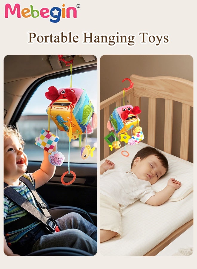 MEBEGIN Baby Car Seat Toys, Crib and Stroller Hanging Crab Attachment with BB Device, Mirror and Teether, Travel Comfort Toy for Newborn, Sensory Learning Toy  - Image 2