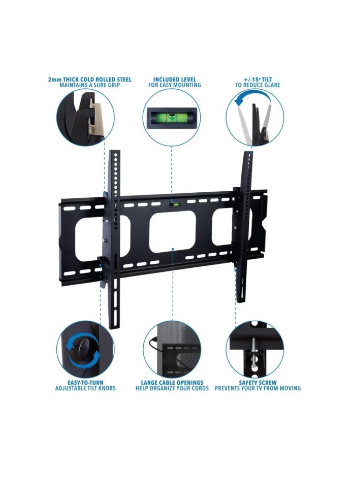 Generic Tilting TV Wall Mount Bracket For Samsung Sony Vizio LG Panasonic TCL Element 32 40 42 47 50 55 60 65 Inch TVs VESA 200x200 400x400 600x400, 750x450 Compatible Premium Tilt 175 Lbs Capacity  - Image 4