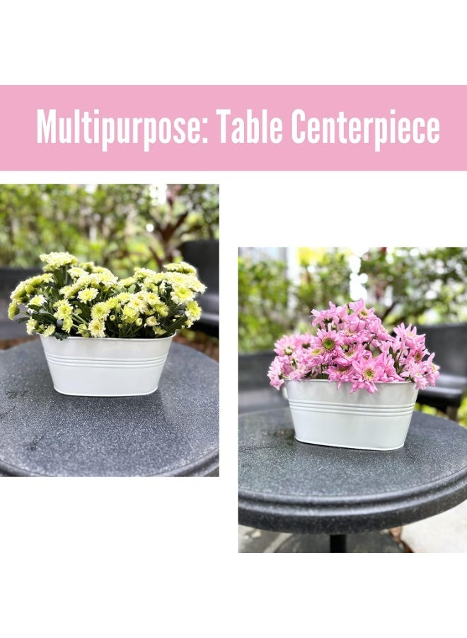 GOGOGO Rail Planters for Outdoor (2 Pack, 11.2 Inch) White Metal Iron Hanging Flower Pots, Strawberry Planter Deck Railing Fence Bucket Wall Mount Window Box Plant Holder with Hooks Porch Decor - Image 3