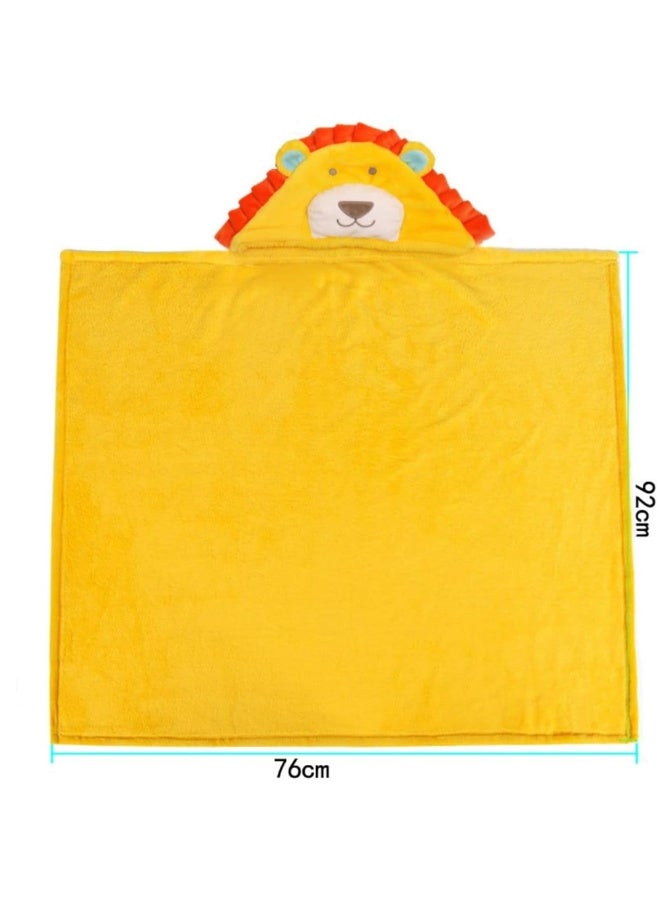 MiniMe Cotton Lion Hooded Bath Blanket/Towel | 0–24 Months | Yellow & Orange | Cotton & Bamboo Blend | Adorable Lion Hood & Ultra-Soft & Quick-Drying & Lightweight & Highly Absorbent - Image 2