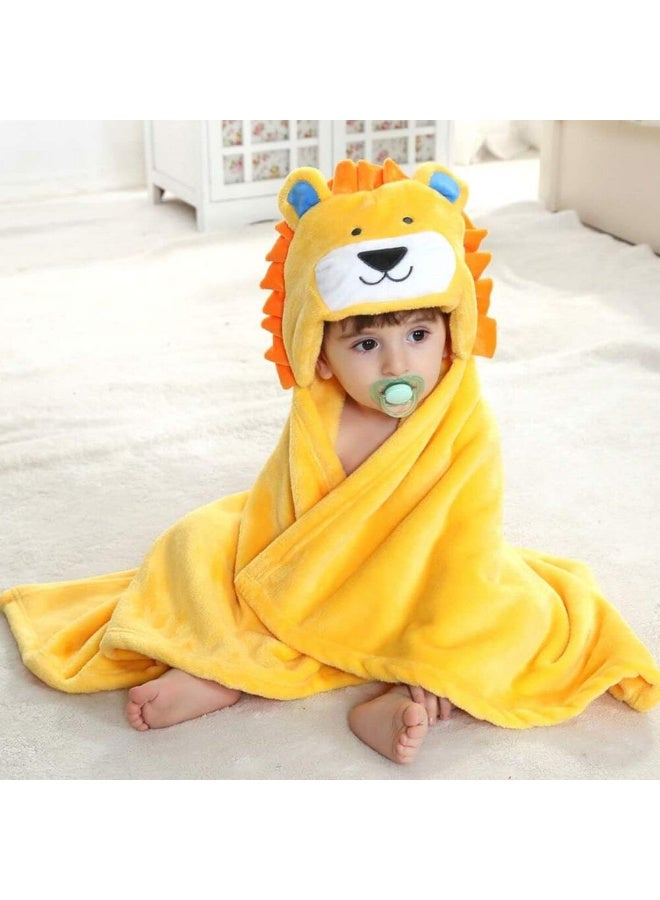 MiniMe Cotton Lion Hooded Bath Blanket/Towel | 0–24 Months | Yellow & Orange | Cotton & Bamboo Blend | Adorable Lion Hood & Ultra-Soft & Quick-Drying & Lightweight & Highly Absorbent - Image 3