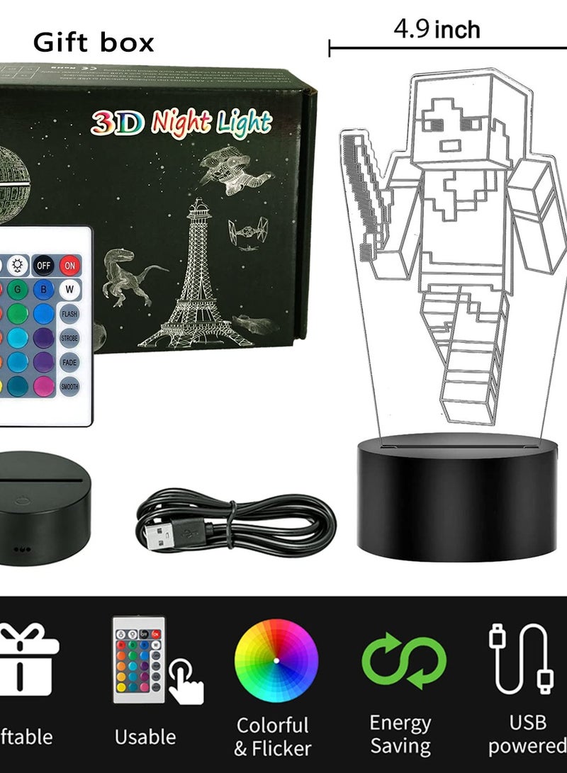 لمبة طاولة ليجو بتأثير بصري ثلاثي الأبعاد بـ 16 لونًا مع جهاز التحكم عن بعد - Image 2