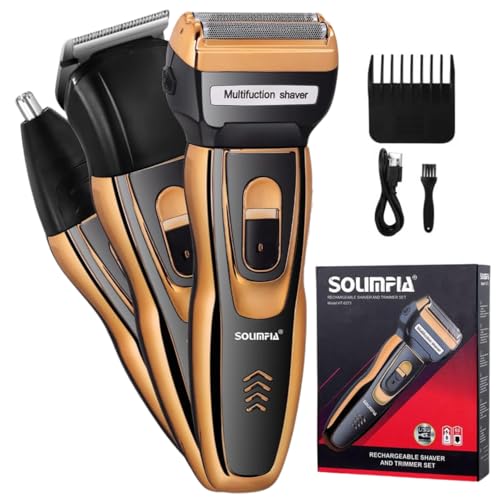 SOLIMPIA HT-6273 3-in-1 Rechargeable Shaver Hair Clipper & Nose Trimmer Set, Beard & Moustaches Hair Machine Hair Clipper, Shaver & Nose Trimmer with Precision Blades - Image 1
