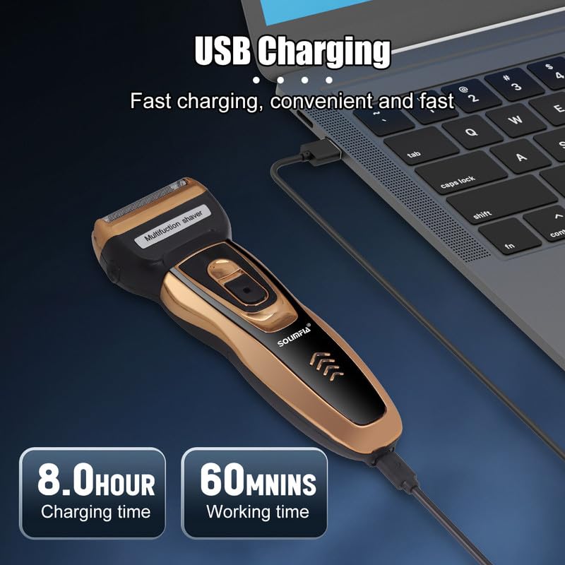 SOLIMPIA HT-6273 3-in-1 Rechargeable Shaver Hair Clipper & Nose Trimmer Set, Beard & Moustaches Hair Machine Hair Clipper, Shaver & Nose Trimmer with Precision Blades - Image 4