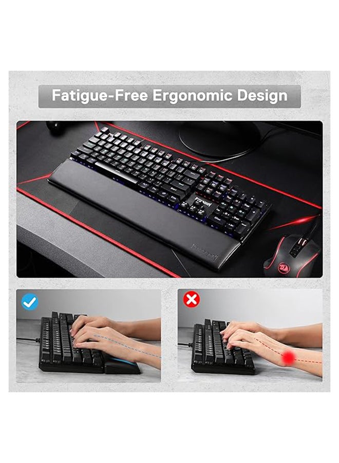REDRAGON P037 Meteor L Computer Keyboard Wrist Rest Pad, Ergonomic Soft Memory Foam Wrist Support w/Anti-Slip Rubber Base, 100% 104 Keys Standard Size 17.12 x 2.87 in, 0.78 inch (20mm) Height - Image 5