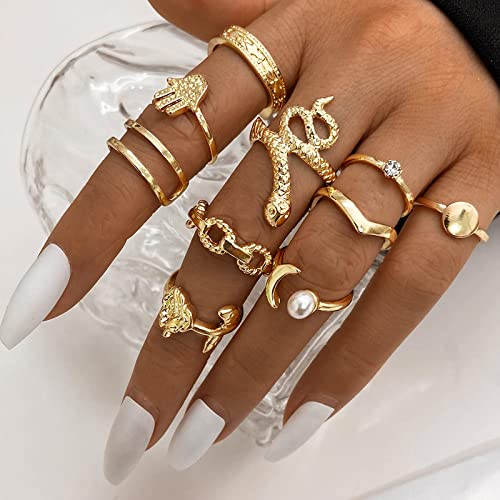 YEEZII 68 Pcs Gold Knuckle Rings Set for Women, Stackable Boho Joint Finger Midi Rings Silver Hollow Carved Crystal Stacking Ring Pack - Image 4