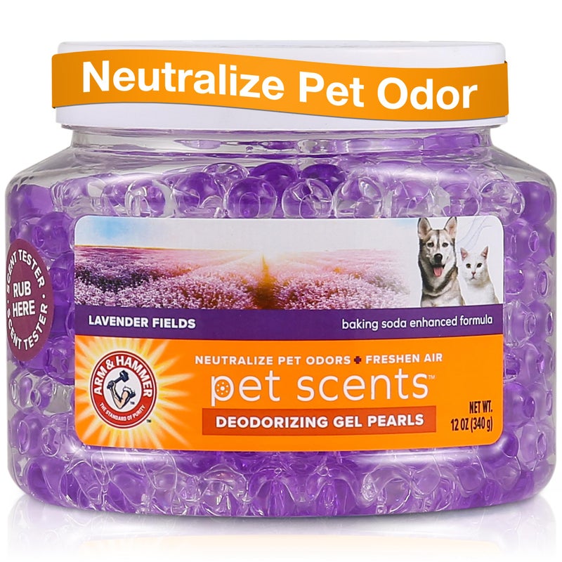 Arm & Hammer Air Freshener Gel - Pet Odor Eliminator with Baking Soda - Odor Absorbing Gel Beads for Cats & Dogs - Pet Deodorizer and Air Neutralizer for Home - Natural Freshness Lavender Fields 12 oz - Image 1