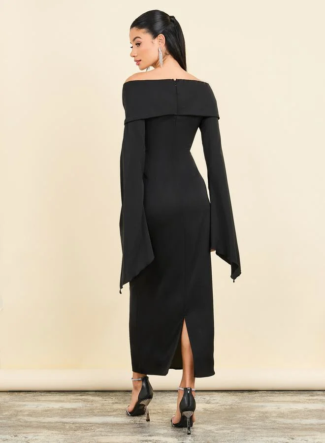 Styli Off-Shoulder Trumpet Dress