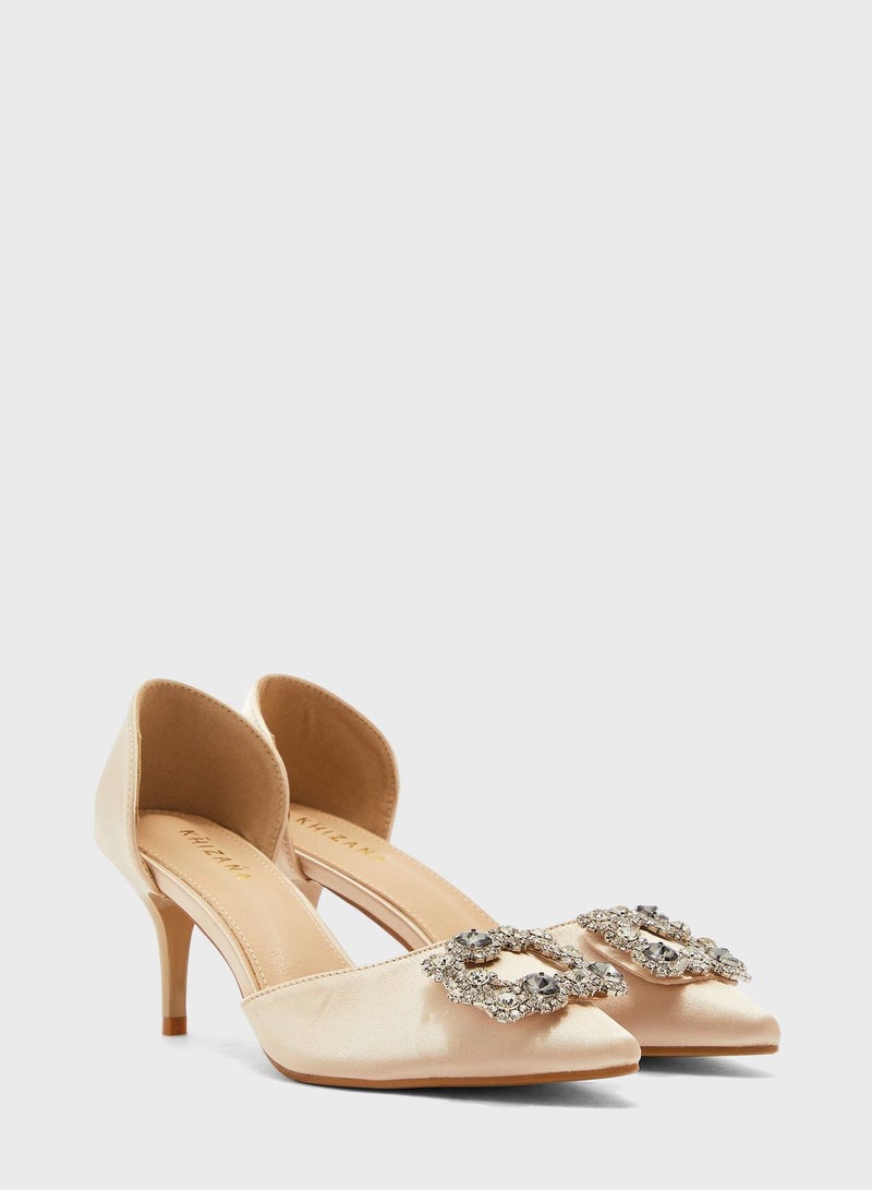 Khizana Jewelled Flower Buckle Pointed Pump  - Image 3