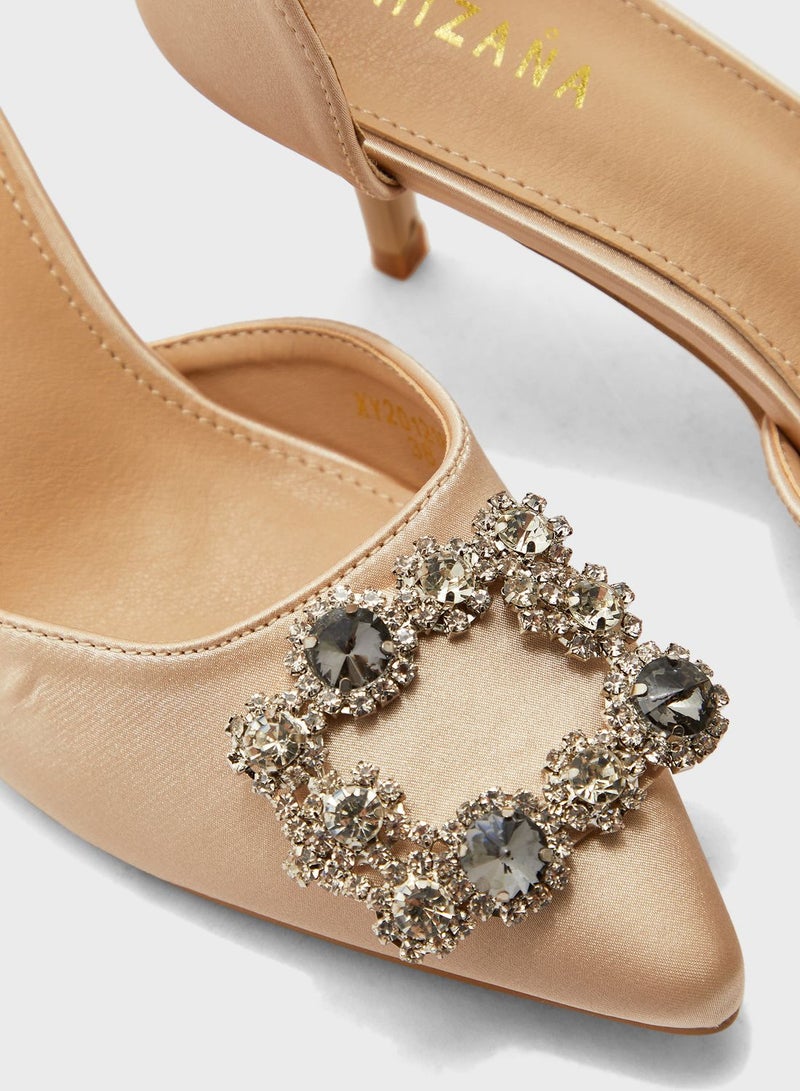 Khizana Jewelled Flower Buckle Pointed Pump  - Image 4
