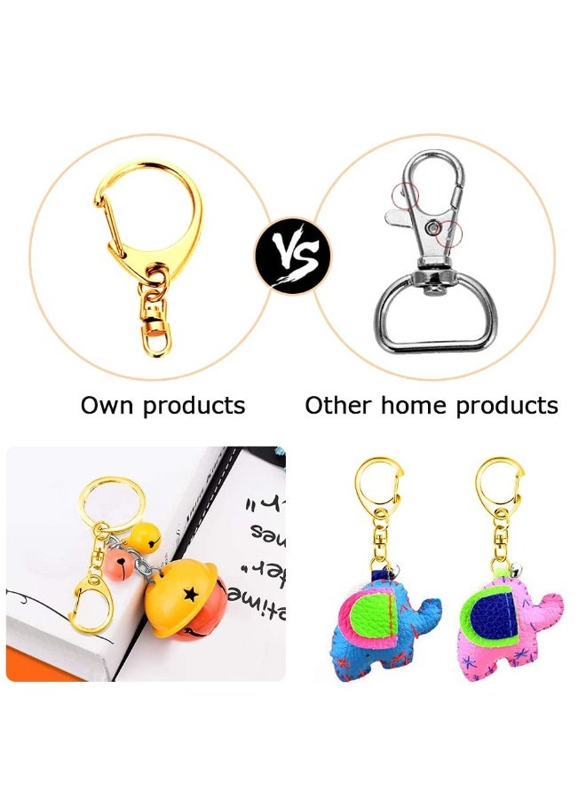 50 Pcs Snap Hook Key Accessories Ring with Chain Maveek Keychain Rings for Lanyard Crafts Metal DIY Silvery Clasps Bulk Gold D Lobster Clamp Parts Open Jump Connector Kit Jewelry - Image 3