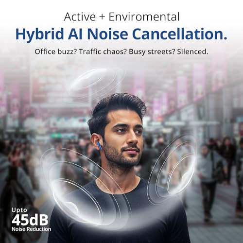 Pebble Newly launched Luxe Buds X1 Wireless Earbuds | Hybrid ANC+ENC | 6-Mic Setup | 60H Playtime | Deep Bass | Gaming | Low Latency | Dual Pairing - Cobalt Blue - Image 3